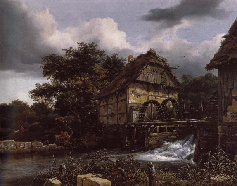 Jacob van Ruisdael Two Water Mills and an Open Sluice oil painting picture